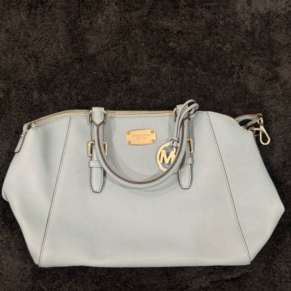 Michael Kors Blue Clutch with Gold Accents